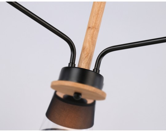  Подвесной светильник со сменной лампой TR4740/3 BK/LW черный/светлое дерево E27/3 max 40W D760*350