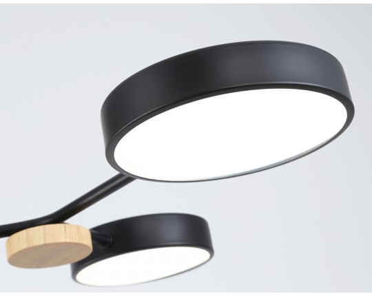  Люстра светодиодная на штанге FL4860/4 BK/WD черный/дерево 60W 3000-6000K 700*400*120 (без ПДУ)