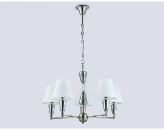  Подвесная люстра с абажурами LH75253/5 SN/FR сатин никель/белый матовый E14*5 max 40W D700*510