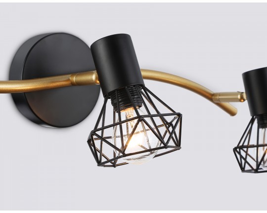  Настенно-потолочный спот в стиле лофт TR8657/3 BK/GD черный/золото E14/3 max 60W 550*100*185