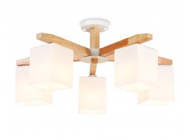  Подвесная люстра TR83118/5 WH/LW белый/светлое дерево E27/5 max 40W D700*325