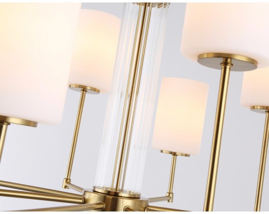  Люстра со стеклянными плафонами на штанге LH56217/8 BS/FR латунь/белый матовый E27/8 max 60W D700*600