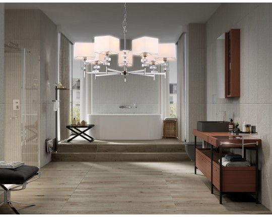  Подвесная люстра с абажурами LH71323/7 SN/WH никель/белый E14/7 max 40W D860*850