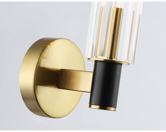  Настенный светильник LH55517 BK/BS/CL черный/латунь/прозрачный E14 max 40W 120*100*250