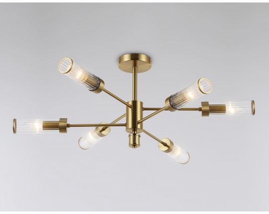  Люстра со стеклянными плафонами на штанге LH55161/6 BS/CL латунь/прозрачный E14/6 max 40W D830*330