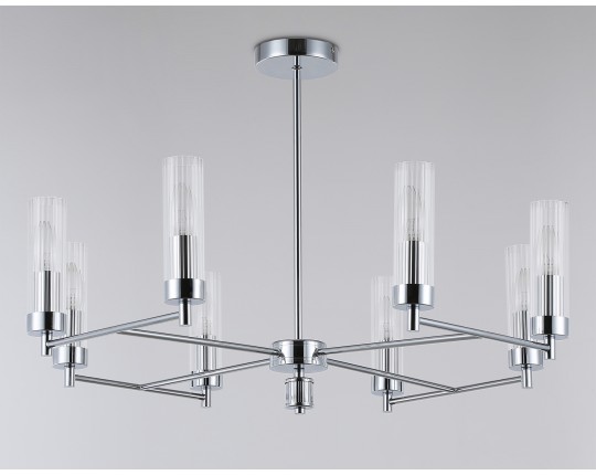  Люстра со стеклянными плафонами на штанге LH55152/8 CH/CL хром/прозрачный E14/8 max 40W D765*520