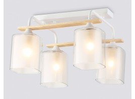  Светильник потолочный со стеклянными плафонами TR3033246/4 WH/WD белый/дерево E27/4 max 60W 340*340*245