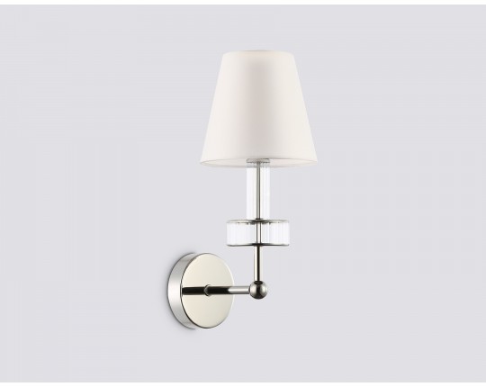  Настенный светильник с абажуром и хрусталем LH71005 BN/WH никель/белый E14 max 40W 210*150*355