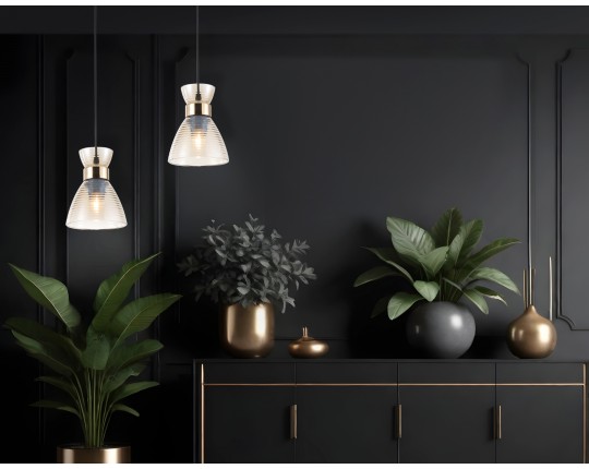  Светильник подвесной со стеклянным плафоном TR3403 BK/FGD/TI черный/золото/янтарь E27 max 60W D135*1000