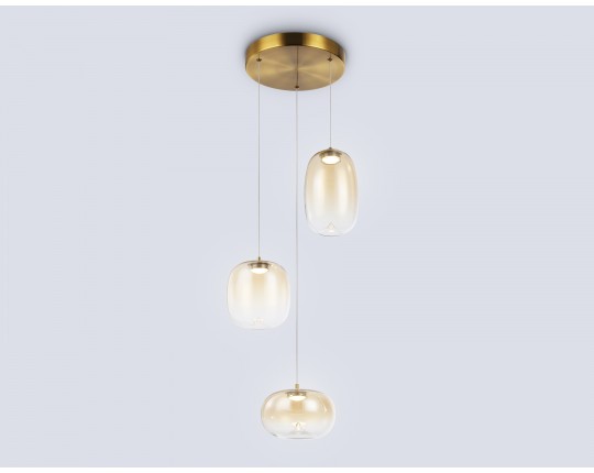  Подвесной светодиодный светильник LH11105/3 BS/TI латунь/янтарь 12W 3000K D350*1505