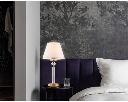  Настольная лампа с абажуром и хрусталем LH71027 BS/WH латунь/белый E27 max 60W D260*505