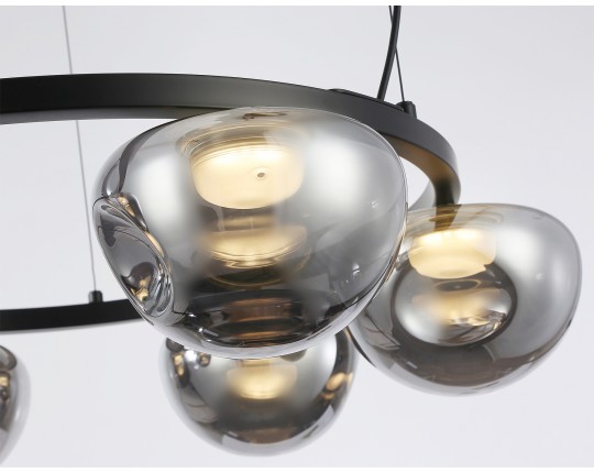  Подвесной светодиодный светильник LH12003/6 BK/GD/SM черный/золото/дымчатый 36W 3000K D760*175