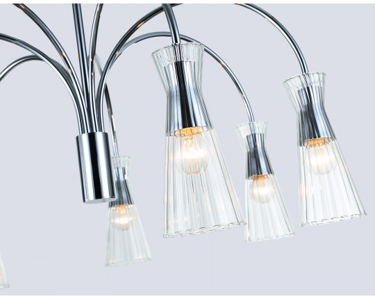 Люстра на штанге LH55653/7 СH/CL хром/прозрачный E14*7 max 40W D745*460