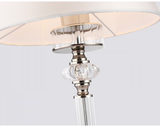  Настольная лампа с абажуром и хрусталем LH71007 BN/WH никель/белый E14 max 40W D260*505