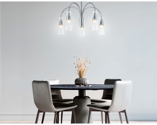  Люстра на штанге LH55651/5 СH/CL хром/прозрачный E14*5 max 40W D600*440