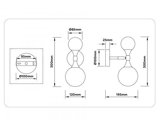  Настенный светильник со сменной лампой LH51053/2 GD/FR золото/белый матовый G9*2 max 28W 120*195*300