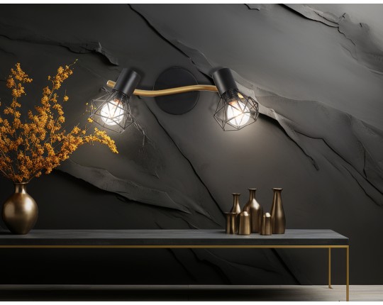  Настенно-потолочный спот в стиле лофт TR8656/2 BK/GD черный/золото E14/2 max 60W 330*100*185