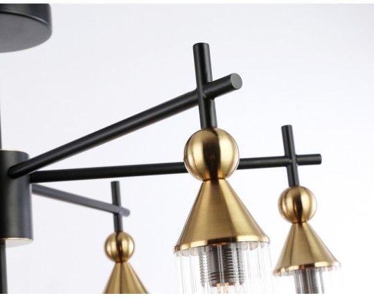  Люстра на штанге LH55257/7 BK/BS/CL черный/латунь/прозрачный E14*7 max 40W D640*520