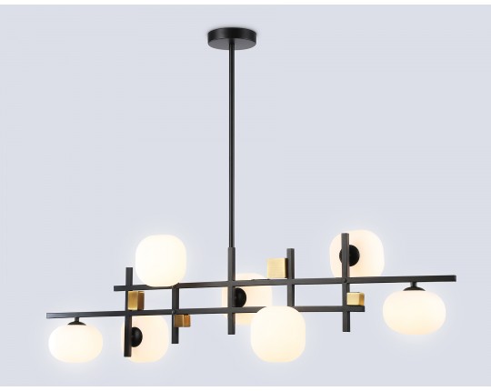  Светильник на штанге LH51017/7 BK/BS/FR черный/латунь/белый матовый G9*7 max 28W 1100*240*300