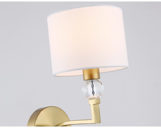  Настенный светильник с абажуром и хрусталем LH71135 BS/WH латунь/белый E14 max 40W 220*140*250