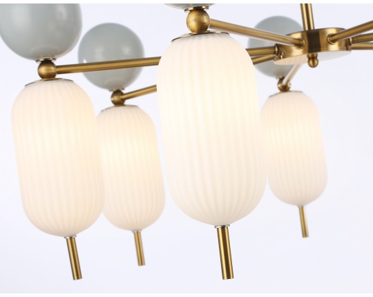  Светильник на штанге LH53106/7 BS/GR/FR латунь/серый/белый матовый G9*7 max 28W D800*800