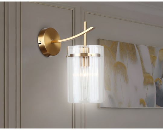  Настенный светильник LH56035 BS/CL латунь/прозрачный E14 max 40W 220*120*255