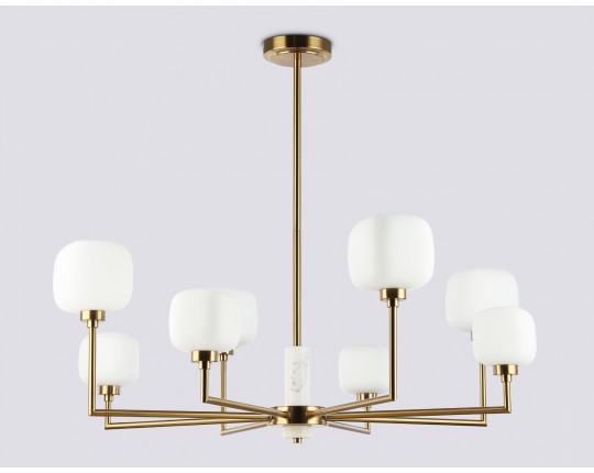  Люстра на штанге с мрамором LH53017/8 BS/FR латунь/белый матовый G9*8 max 40W D830*680