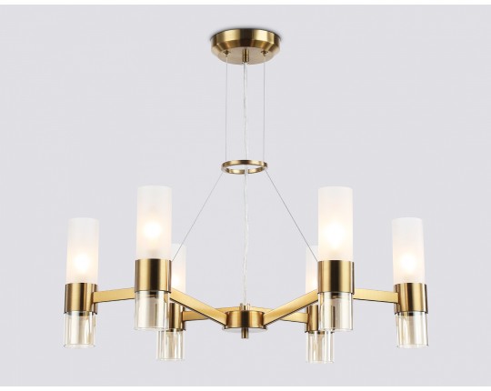  Подвесные люстры LH55114/6 BS/FR/TI латунь/белый матовый/янтарь E14*6 max 40W D650*1080