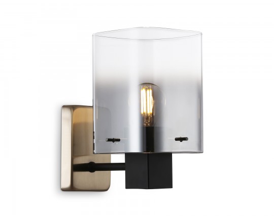  Настенный светильник LH57045 BK/DBS/SM черный/темная латунь/дымчатый E14 max 40W 195*110*185