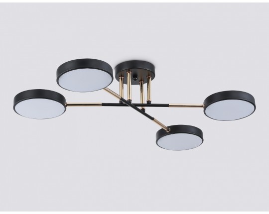  Люстра светодиодная на штанге FL516332/4 BK/FGD черный/золото 72W 3000-6000K 610*410*140 (без ПДУ)