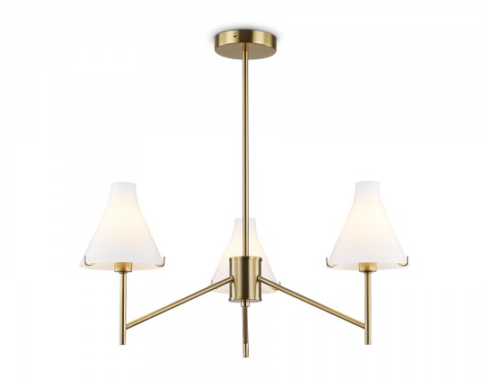  Люстра со стеклянными плафонами на штанге LH57131/3 BS/FR латунь/белый матовый E14/3 max 40W D650*590