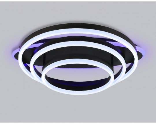  Потолочный светодиодный светильник с пультом FA8524 BK черный 146W 3000K-6400K+RGB 560*500*150 (ПДУ РАДИО 2.4G)