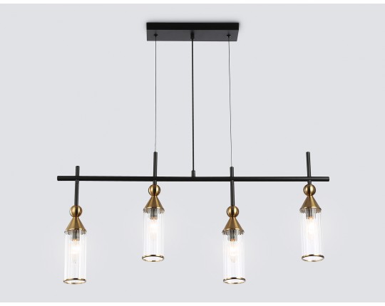  Подвесной светильник LH55254/4 BK/BS/CL черный/латунь/прозрачный E14*4 max 40W 845*65*1150