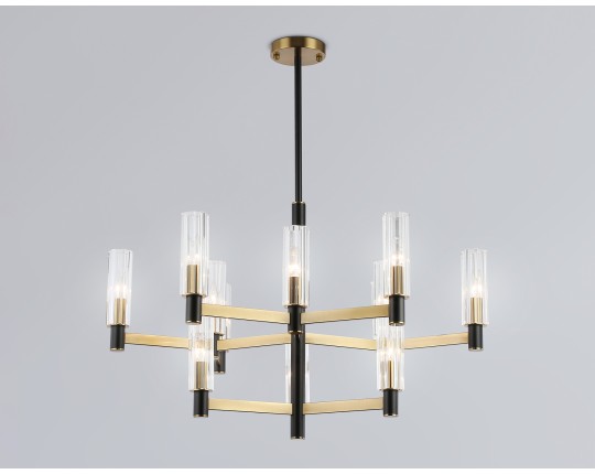  Люстра на штанге LH55515/12 BK/BS/CL черный/латунь/прозрачный E14*12 max 40W D860*905