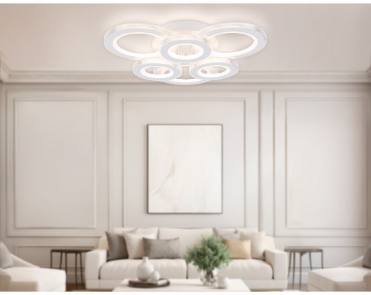  Потолочный светодиодный светильник с пультом FA8872/3+3 WH белый 3000K-6400K 63W 550*510*125 (ПДУ ИК)