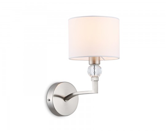  Настенный светильник с абажуром и хрусталем LH71125 SN/WH никель/белый E14 max 40W 220*140*250