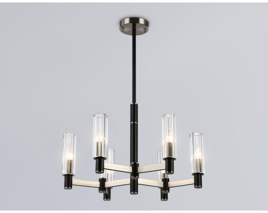  Люстра на штанге LH55501/6 SN/BK/CL сатин никель/черный/прозрачный E14*6 max 40W D570*760
