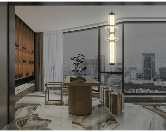  Подвесной светодиодный светильник LH11021 BK/SM черный/дымчатый 17W 3000K D120*435