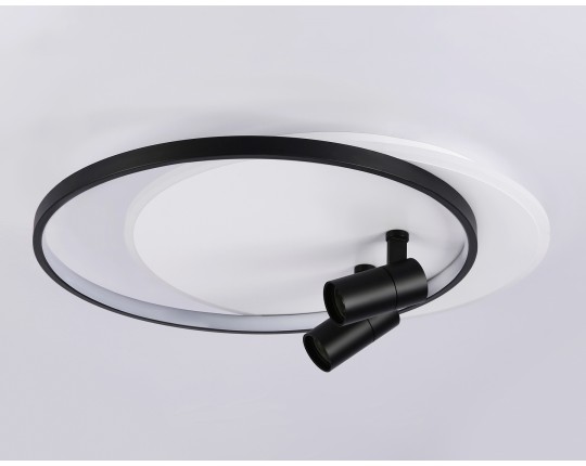  Настенно-потолочный светодиодный светильник с пультом FL51392/1+2 WH/BK белый/черный 3000K-6400K 65W 560*480*120 (ПДУ РАДИО 2.4G)