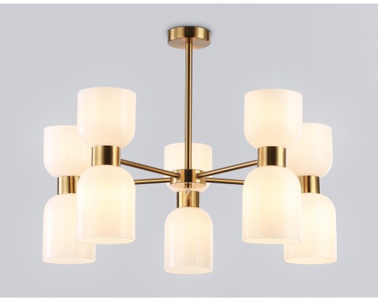  Люстра на штанге LH56093/10 BS/FR латунь/белый матовый E14*10 max 40W D700*510
