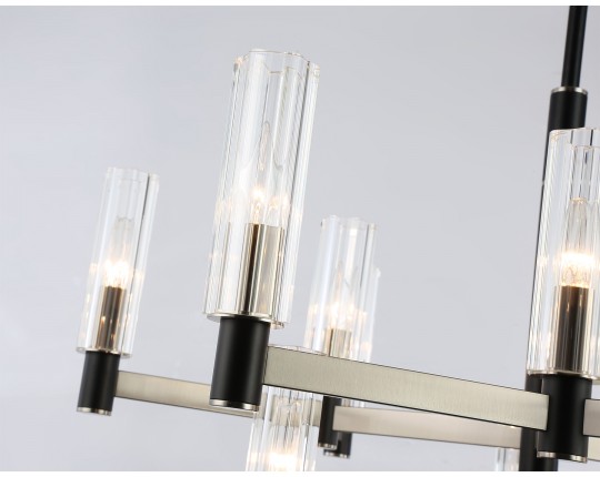  Люстра на штанге LH55505/12 SN/BK/CL сатин никель/черный/прозрачный E14*12 max 40W D860*905