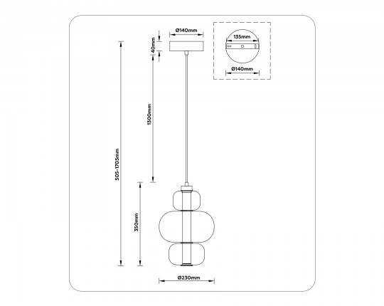  Подвесной светодиодный светильник LH11057 BK/SM черный/дымчатый 18W 3000K D230*350