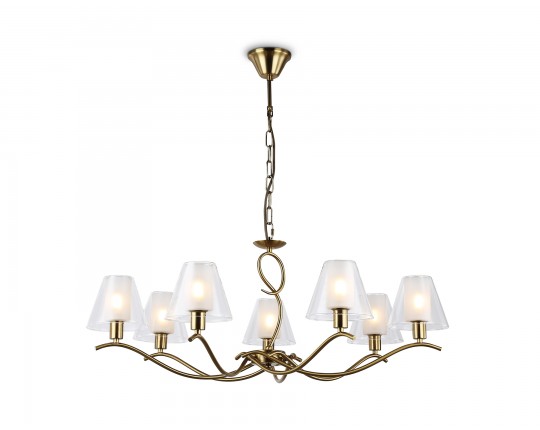  Подвесная люстра со стеклянными плафонами LH57093/7 BS/FR латунь/белый матовый E14/7 max 40W D840*790