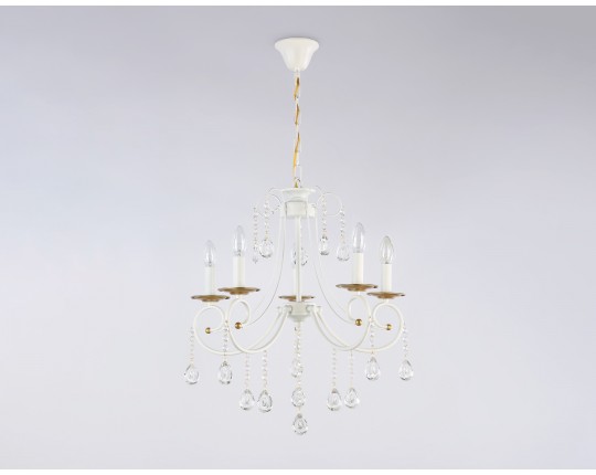  Подвесная люстра с хрусталем TR4916/5 WH/GD белый/золото E14/5 max 40W D550*860