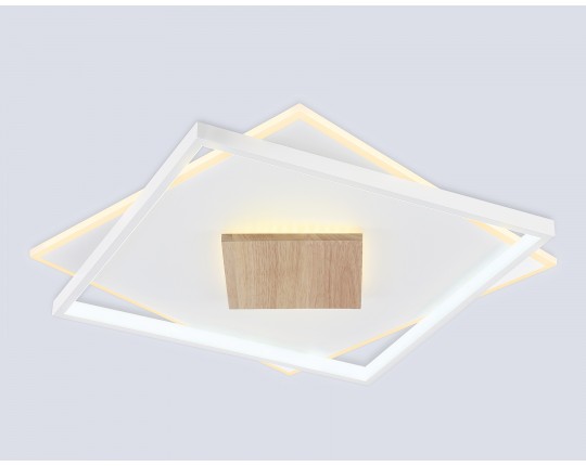  Светильник светодиодный потолочный FL4790 WH/WD белый/дерево 77W 3000-6000K 515*515*50 (без ПДУ)