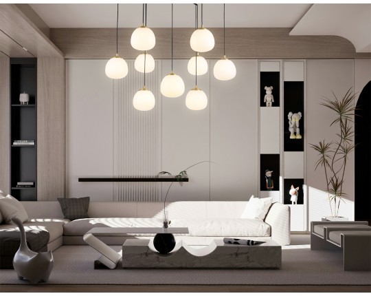  Светильник на штанге LH51001/6+3 SGD/BK/FR золотой песок/черный /белый матовый G9*9 max 28W D750*700