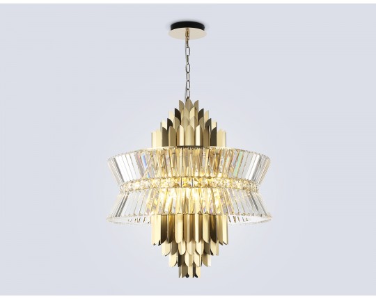  Подвесная люстра с хрусталем LH41023/18 BS/CL латунь/прозрачный E14*18 max 40W D700*750