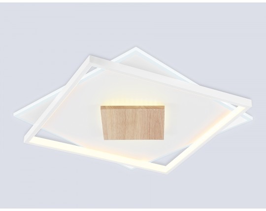  Светильник светодиодный потолочный FL4790 WH/WD белый/дерево 77W 3000-6000K 515*515*50 (без ПДУ)