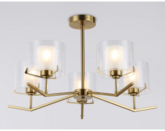  Люстра со стеклянными плафонами на штанге LH57007/5 BS/FR латунь/белый матовый E14/5 max 40W D690*390