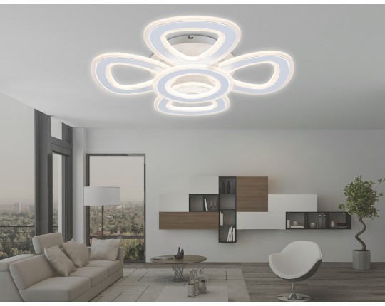  Потолочный светодиодный светильник с пультом FA8925/4+1 WH/CH белый/хром 163W 3000K-6400K 590*590*120 (ПДУ РАДИО 2.4G)